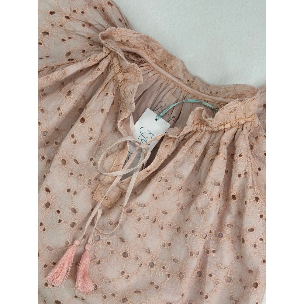 Anthropologie Kyla Seo Talin Blouse Pink Eyelet Fully Lined NWT Cottagecore S - Picture 2 of 12